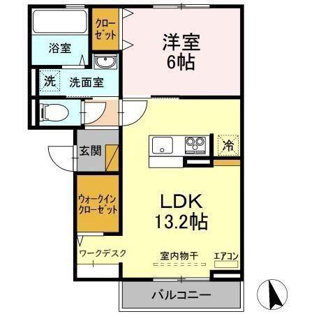 かすみそう(1LDK/2階)の間取り写真