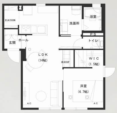 エミネンスB(1LDK/1階)の間取り写真