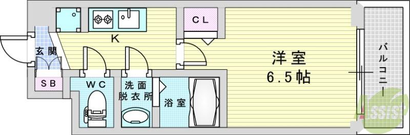 スプランディッド7(1K/4階)の間取り写真