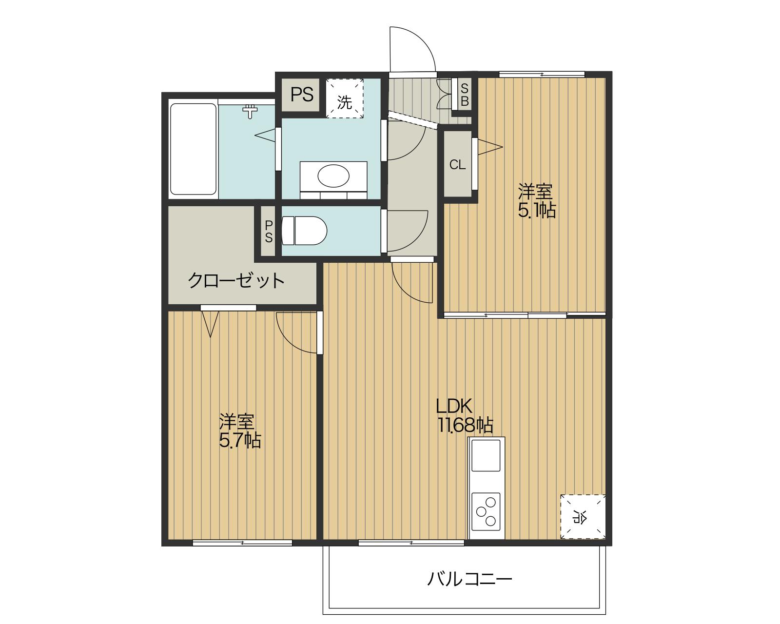 CLASS FIELD(2LDK/3階)の間取り写真