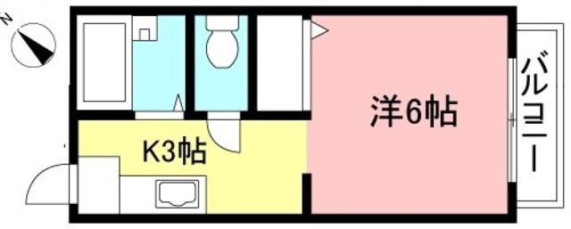 キャトルセゾンI(1K/2階)の間取り写真