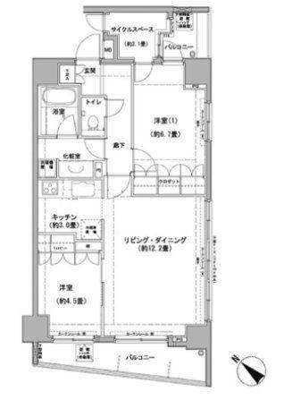 クレジデンス日本橋浜町(2LDK/5階)の間取り写真