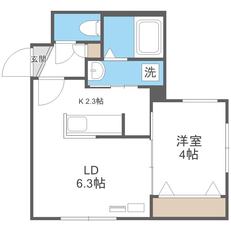 LICHTRARE平岸(1LDK/4階)の間取り写真
