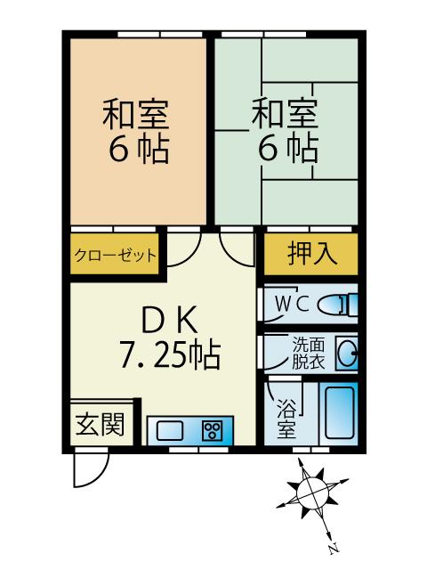伊鈴マンション(2DK/2階)の間取り写真