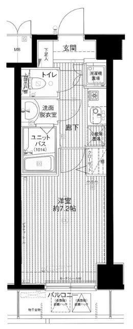 メインステージ赤坂(1K/8階)の間取り写真