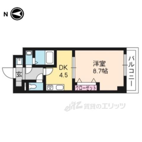 阪急京都線 西京極駅 徒歩3分 3階建 築25年(1DK/3階)の間取り写真