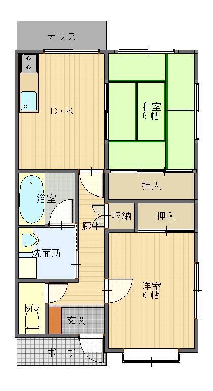 群波II(2DK/1階)の間取り写真