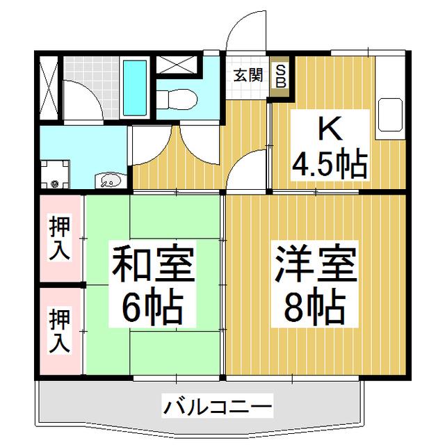 スカイコート21(2K/1階)の間取り写真