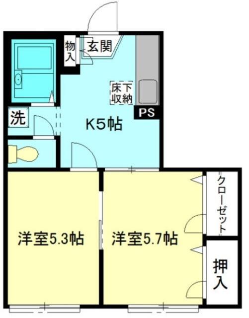 スペイスミューズ(2K/1階)の間取り写真