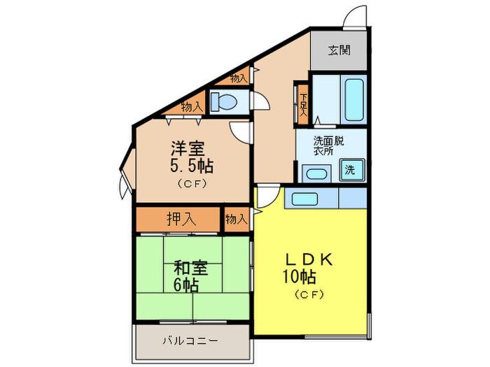 ニューオオクラヒルズ(2LDK/4階)の間取り写真