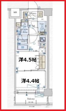 ジェノヴィア赤羽(1DK/3階)の間取り写真