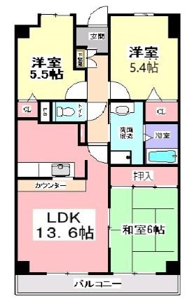 ＪＲ武蔵野線 三郷駅(埼玉) 徒歩5分 5階建 築24年(3LDK/3階)の間取り写真