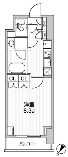 トパーズ町田(1K/13階)の間取り写真