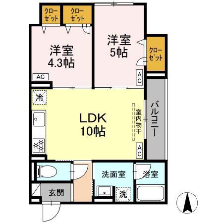セレスティア北小岩V(2LDK/3階)の間取り写真
