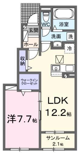 メルヴェイユ― I(1LDK/1階)の間取り写真