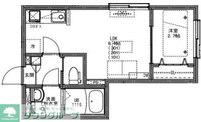KEIAI RESIDENCE 西大宮II(1LDK/3階)の間取り写真