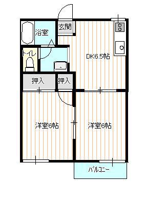リッチワン(2DK/2階)の間取り写真