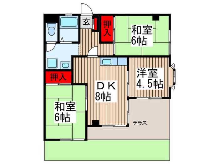 ハイツ池沢(3DK/1階)の間取り写真