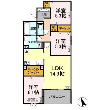 ヒーローキングダムII(3LDK/3階)の間取り写真