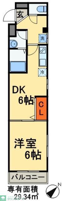 金太郎ヒルズ70(1DK/3階)の間取り写真