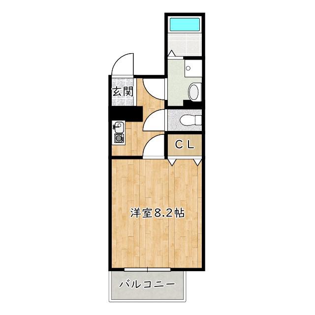 ピークショア北信太(1K/3階)の間取り写真