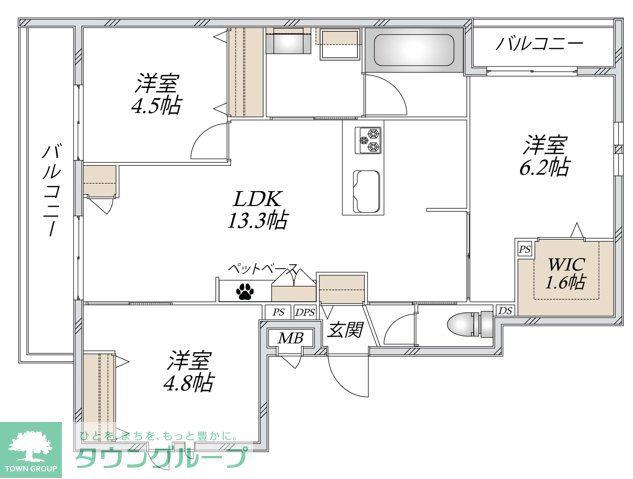 BELLA CASA(2LDK/3階)の間取り写真