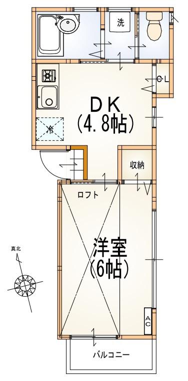 サンライズ椿(1DK/2階)の間取り写真