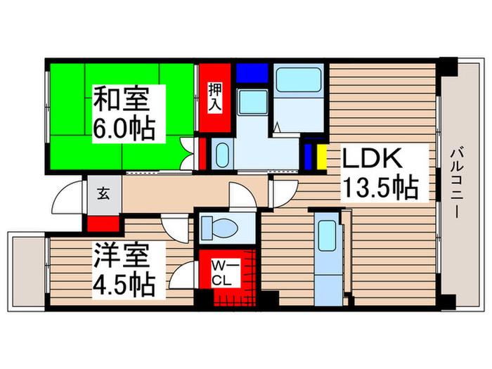 パインシルクふじみ野(2LDK/2階)の間取り写真