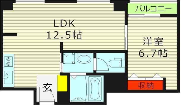 都島岡本マンション(1LDK/5階)の間取り写真