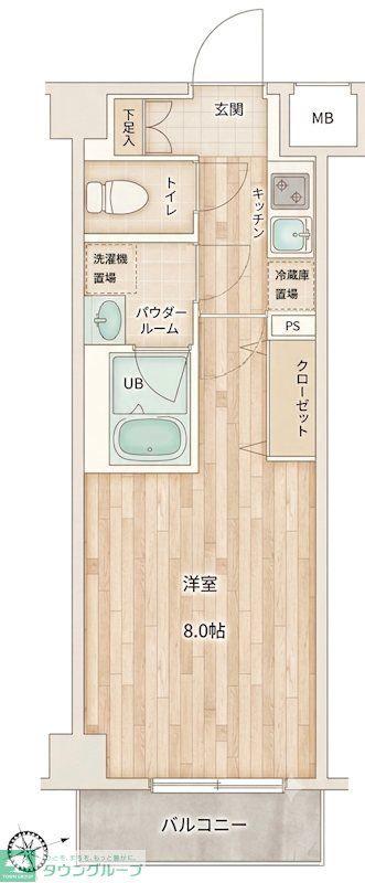 GENOVIA墨田文花SKYGARDEN(1K/4階)の間取り写真