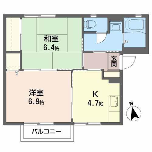 フレックス・カマタ A(2K/1階)の間取り写真