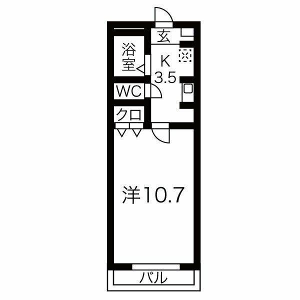 ロイヤルサルビア(1K/3階)の間取り写真