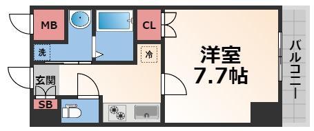 SIETE布施駅前(1K/4階)の間取り写真
