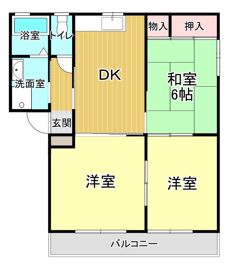フレグランスC(3DK/2階)の間取り写真