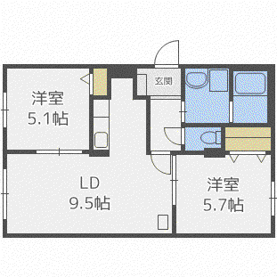 フレシール平岸(2LDK/4階)の間取り写真