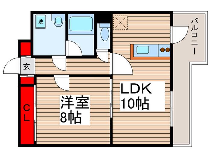 SAINTWISH(1LDK/2階)の間取り写真