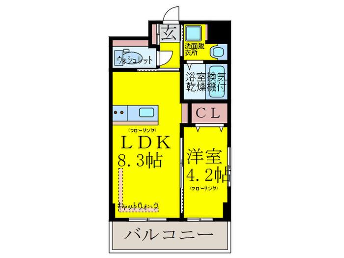 マリアヴィラ高宮(1LDK/1階)の間取り写真