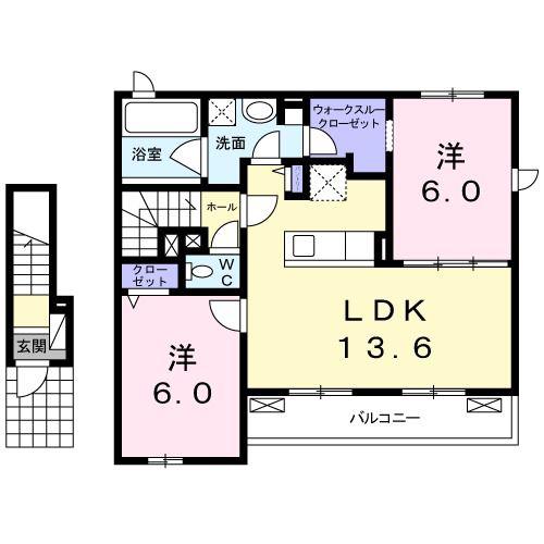 グラード(2LDK/2階)の間取り写真