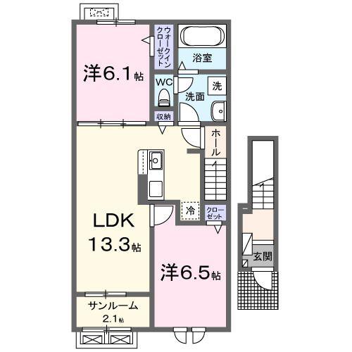 ミライエ(2LDK/2階)の間取り写真