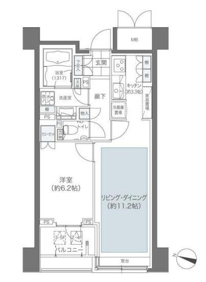 メゾンカルム本郷(1LDK/6階)の間取り写真