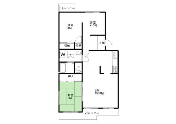 パークタウン若宮13号棟(3LDK/5階)の間取り写真