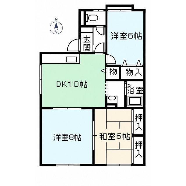 メモリーハイツ(3LDK/1階)の間取り写真