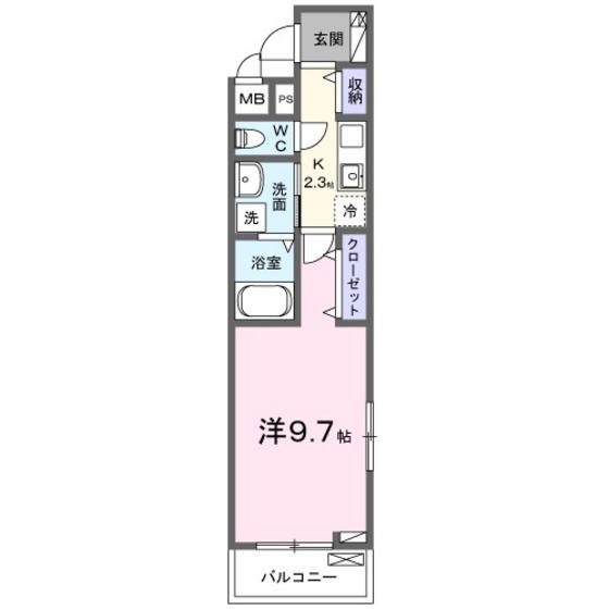 セレーノ.M(1K/2階)の間取り写真