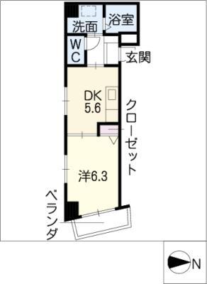 パルコート伊勢山(1DK/4階)の間取り写真