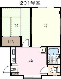 ガーデンヒルズ634(2DK/2階)の間取り写真