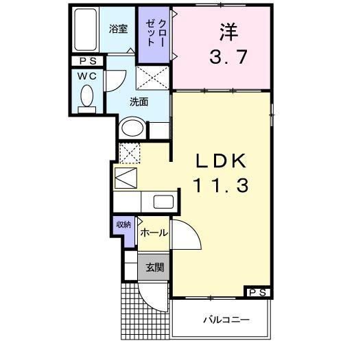 ボナフォルトゥーナ(1LDK/1階)の間取り写真