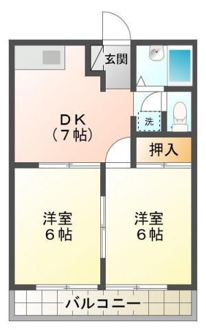 リオグランデ(2DK/1階)の間取り写真