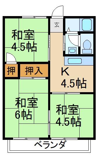 田中ハイツ(3K/1階)の間取り写真