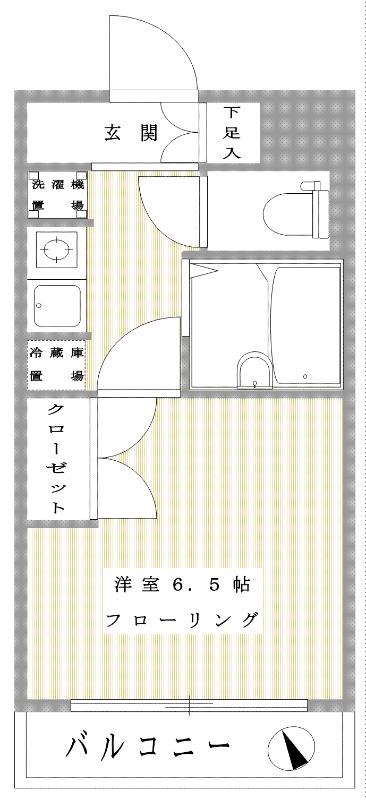 K HOME(1K/3階)の間取り写真