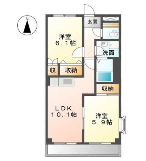 ベルグランデ高柳(2LDK/2階)の間取り写真